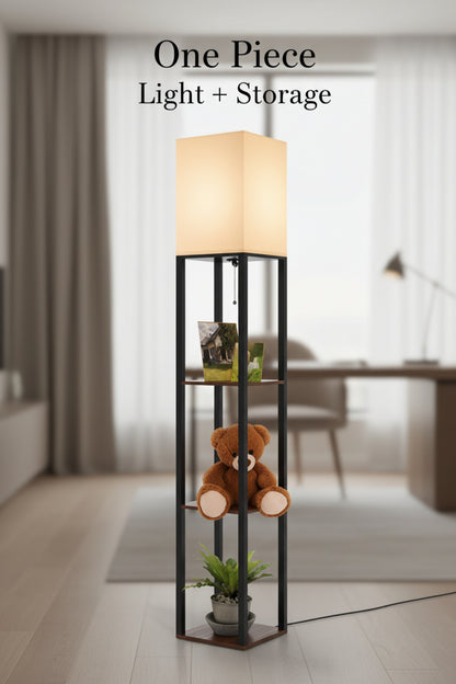 floor lamp with shelf with display shelf