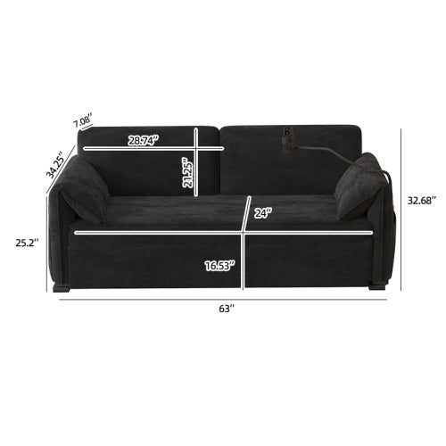 Viva Comfort Series: 63-Inch Velvet Multi-Mode Sofa Bed