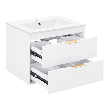 24" Floating Bathroom Vanity with White Sink & Soft-Close Doors – Elevate Your Modern Bathroom