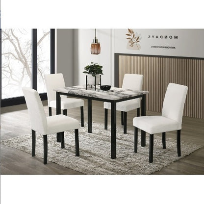 Viva Aria White Wool Fabric Dining Ensemble