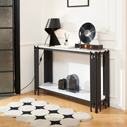 Luxury 2-Tier Marble Side Table – Elegant & Modern Accent for Smart Living