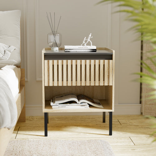 Natural Black nightstand set of two