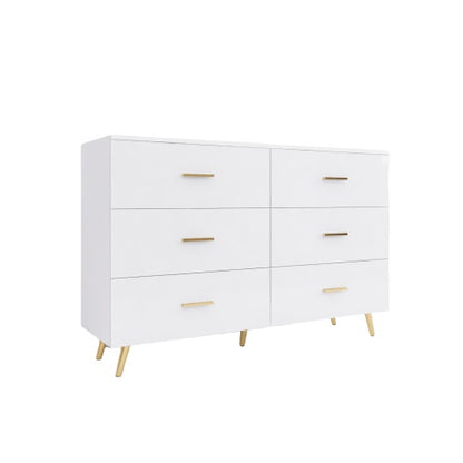 High-Gloss 6-Drawer Dresser with Gold Accents – Modern Luxury Storage Solution