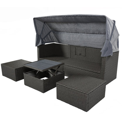 Gray U-Style Outdoor Daybed Set with Canopy | Viva