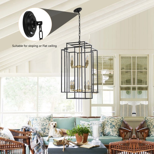Viva Smart Living Collection: 8‑Lantern Tiered Farmhouse Chandelier