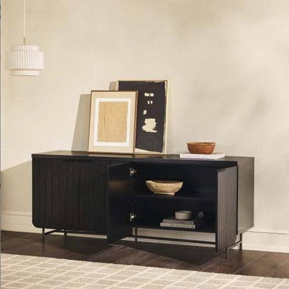 Black 55-Inch Fluted-Door Sideboard | Viva