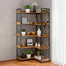 A 65-inch High L-shaped Bookshelf, A 5-layer Corner Bookshelf With Hooks And Safety Edges, And A Metal Frame Cabinet