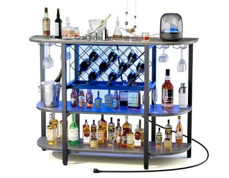 Viva Elite Illuminated Bar Cabinet with Sliding Metal Doors