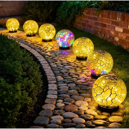 Viva Elite Premium Solar Crackle Glass Ball Light - Artisan Garden Sphere