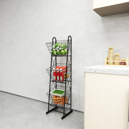 Viva Forma 3-Tier Kitchen Basket Rack – Organized Living with Elevated Charm