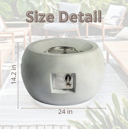 Outdoor Propane Fire Pit Table - 24-Inch Round Graphite Base with Waterproof Cover & Free Lava Rocks