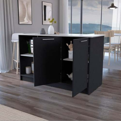 Viva Noir Onyx Double-Door Kitchen Island Cabinet
