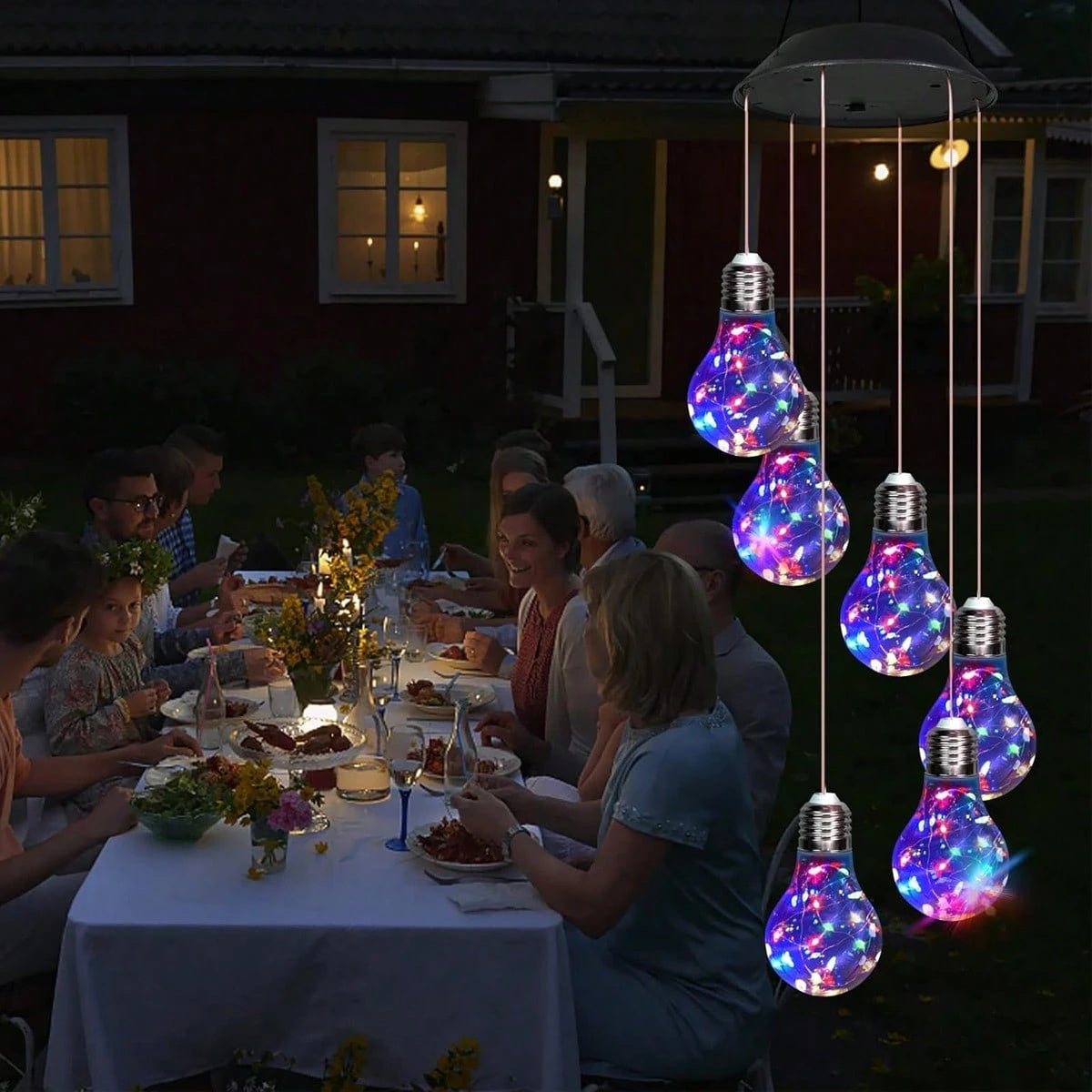 Viva Elite Solar Light Bulb Wind Chime - Color-Changing Edison Mobile