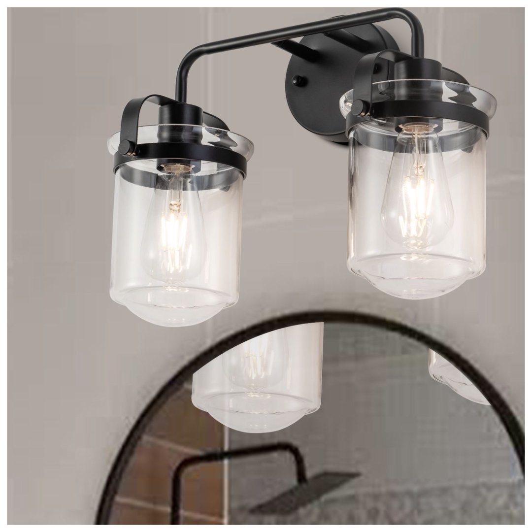 Viva Lúmina™ 2-Light Clear Glass Shade Modern Sconce – Illuminate with Sophisticated Simplicity