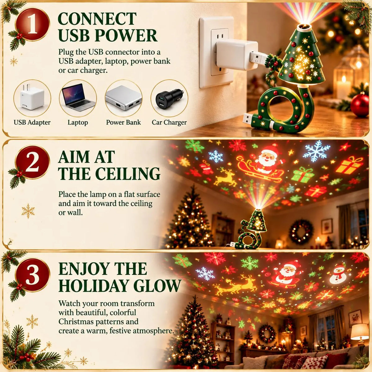 Cozy LED Star Projector Light - Ceiling Atmosphere Lamp For Home Decor Christmas Holiday Gift Night Light
