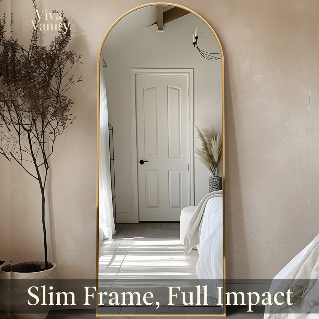 arched full length mirror 58"x19" floor standing & wall mount room brightening decor