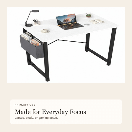 Viva Elite computer desk everyday focus and primary use graphic