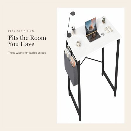 Viva Elite computer desk flexible sizing graphic