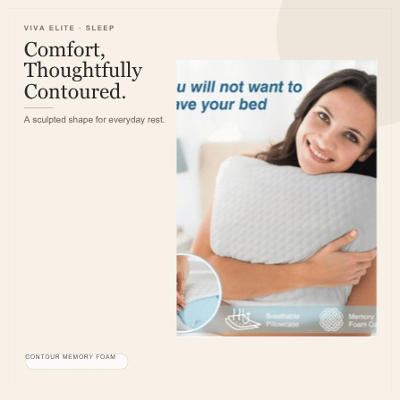 Viva Elite contour memory foam pillow hero graphic using original Shopify product image