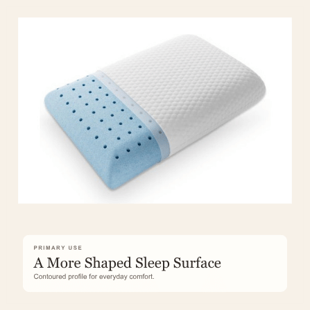 Viva Elite contour memory foam pillow primary use graphic
