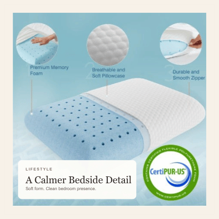 Viva Elite contour pillow calm bedroom lifestyle graphic