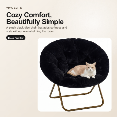 Viva Elite Black Faux Fur Disc Chair hero lifestyle graphic