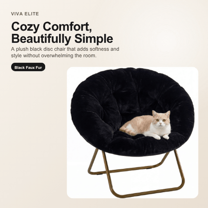 Viva Elite Black Faux Fur Disc Chair hero lifestyle graphic