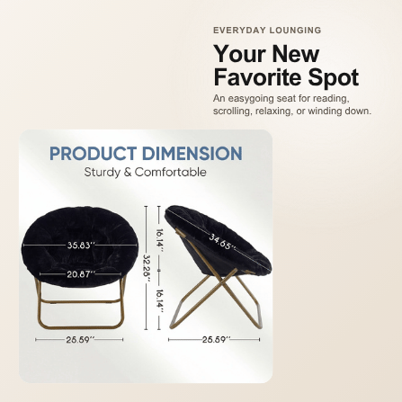 Viva Elite Black Faux Fur Disc Chair everyday lounging graphic