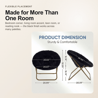 Viva Elite Black Faux Fur Disc Chair multi-room use graphic