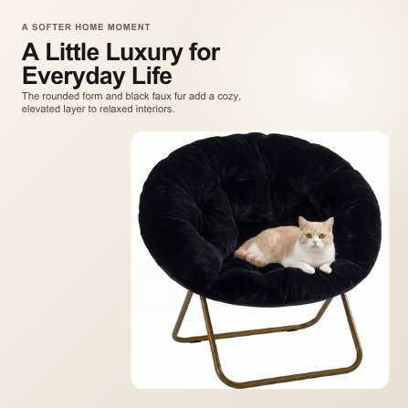 Viva Elite Black Faux Fur Disc Chair lifestyle comfort graphic