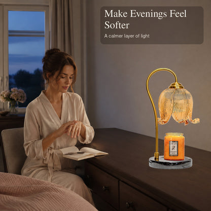 French tulip candle warmer lamp creating a softer evening atmosphere