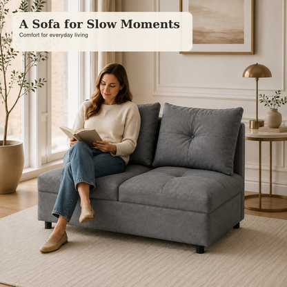 Grey Viva Modulo sofa for everyday reading and lounging