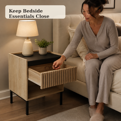 Natural Black bedside tables keeping nighttime essentials close
