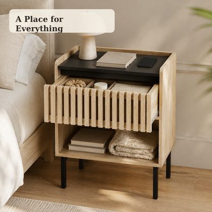 Nightstand set with drawer and open storage organization