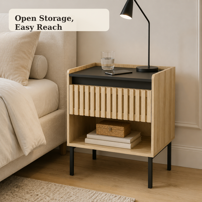 Nightstand open storage for easy access