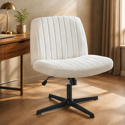 White Viva Oslo armless swivel cross-leg chair in a warm premium home office