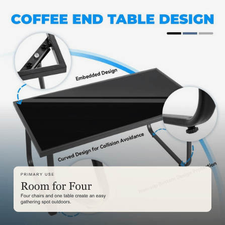 Viva Elite black outdoor furniture set four-seat gathering graphic