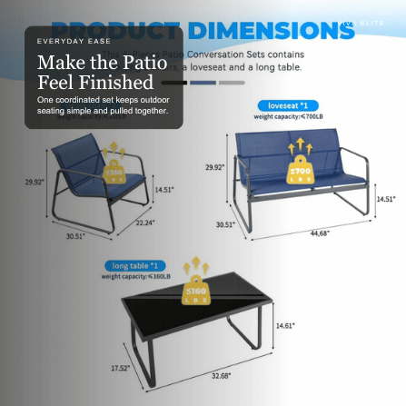 Viva Elite black outdoor furniture set coordinated patio solution graphic