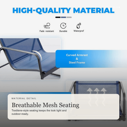 Viva Elite black outdoor furniture set mesh seating detail graphic