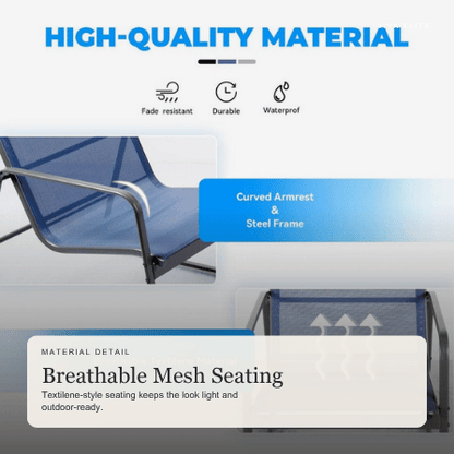 Viva Elite black outdoor furniture set mesh seating detail graphic