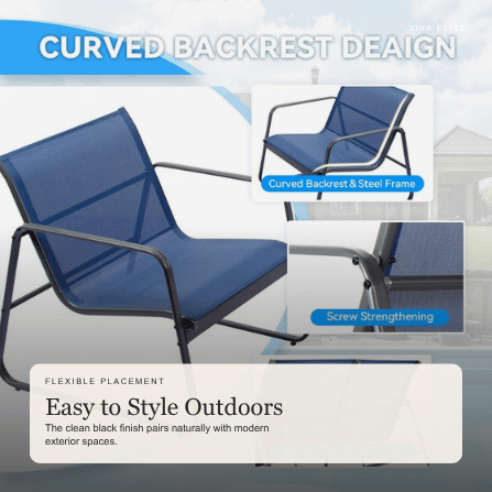 Viva Elite black outdoor furniture set flexible patio placement graphic