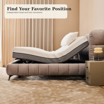 Queen adjustable bed base supporting an elevated resting position