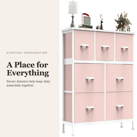 Viva Elite Pink 7-drawer fabric storage tower everyday organization graphic