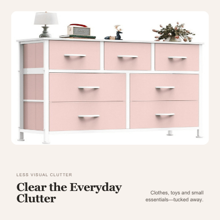 Viva Elite Pink 7-drawer fabric storage tower clutter solution graphic