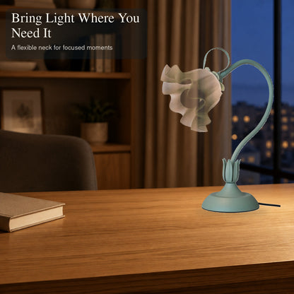 Adjustable vintage flower lamp for focused desk lighting