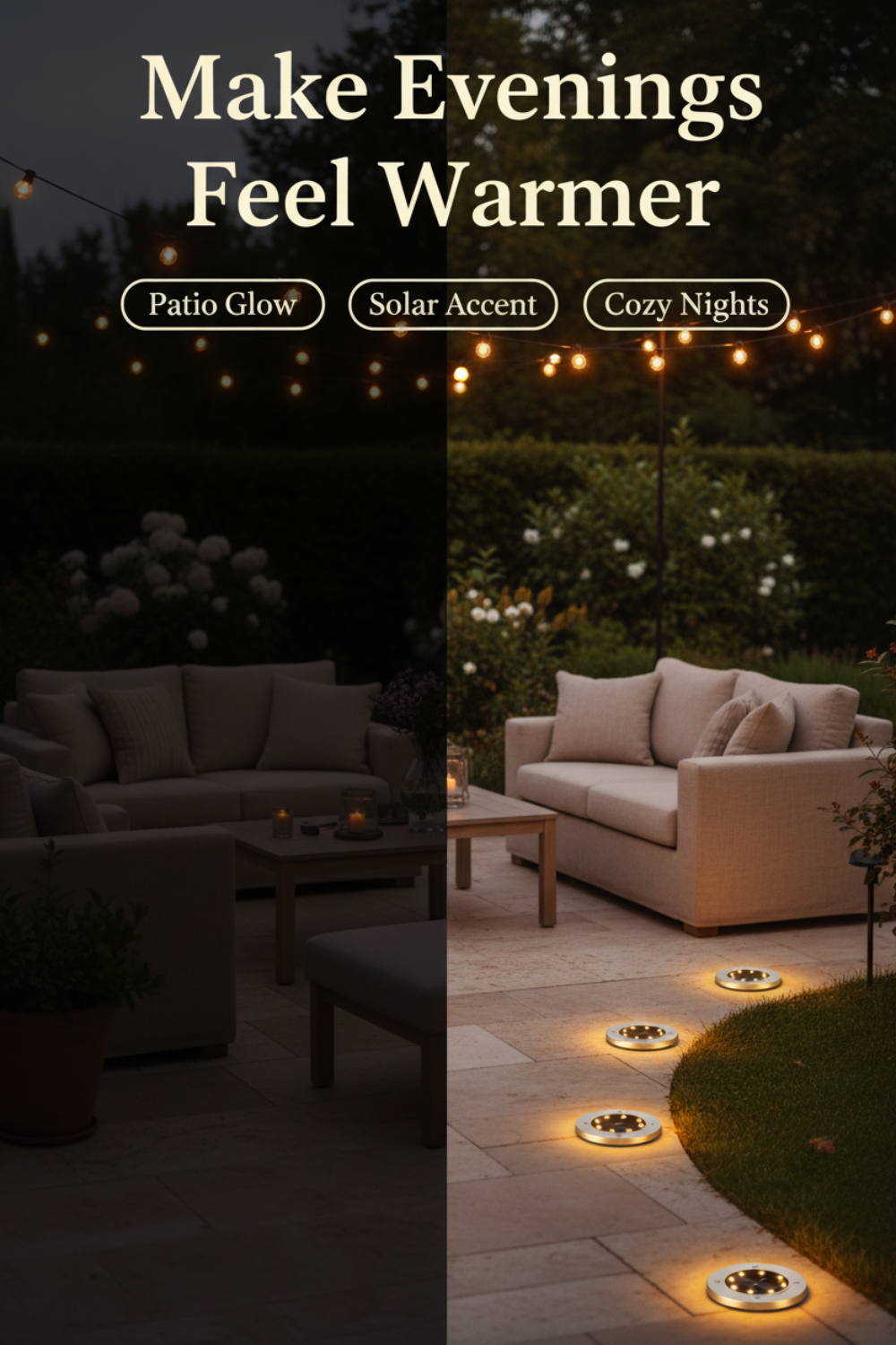 Flush and waterproof solar light on a wooden surface