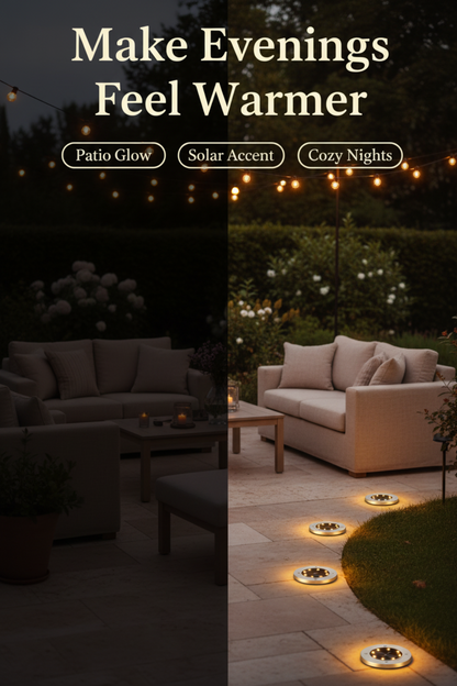 Flush and waterproof solar light on a wooden surface